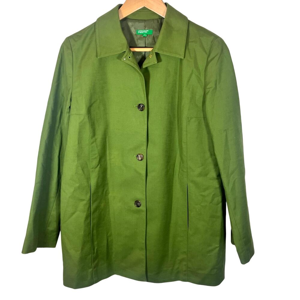 Benetton Green Jacket IT 44 M Quiet Luxury Old Money Preppy Chic Minimalist - Picture 3 of 9